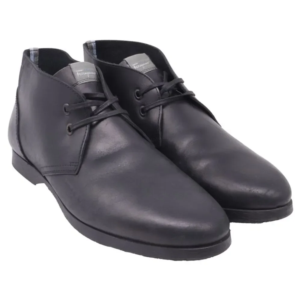 Ferragamo World Chukka Ankle Boots in Black Leather